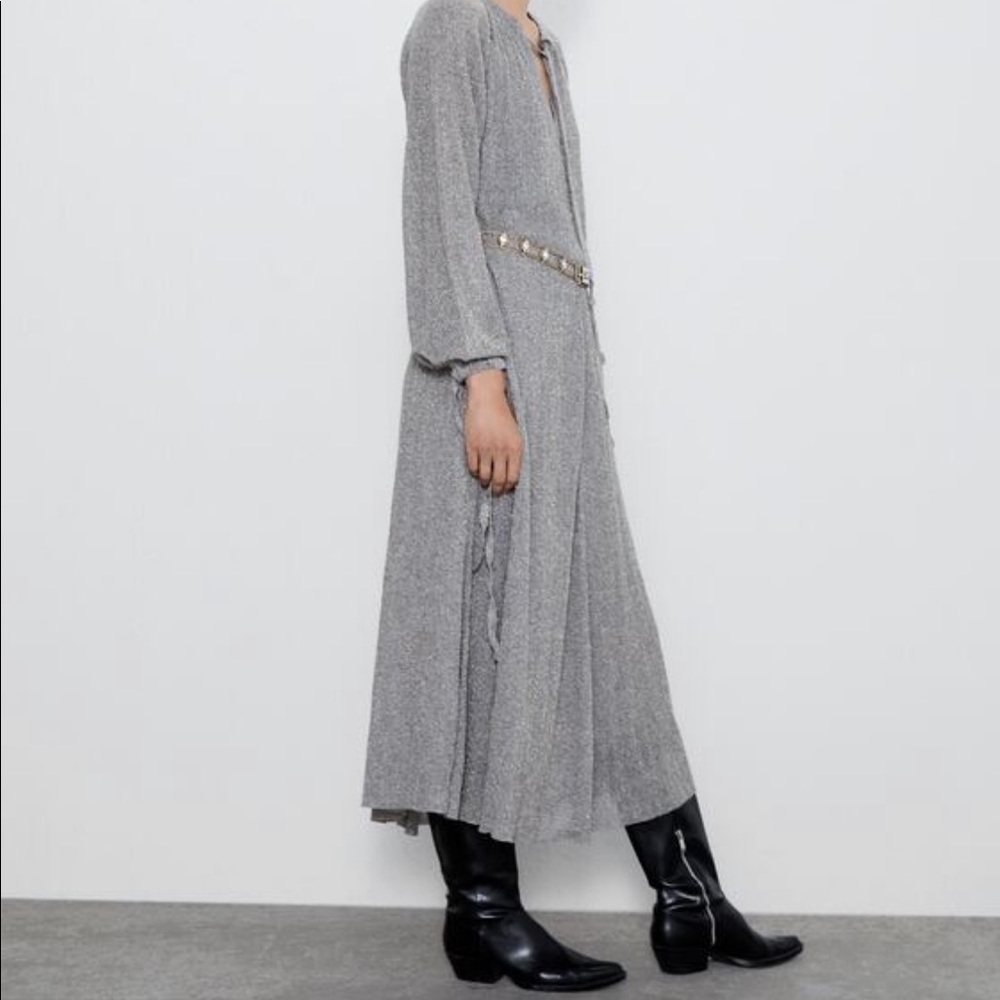 ZARA Dress with Metallic Thread - Picture 6 of 7